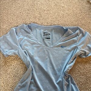 Nike Women's Light Blue V-Neck Tee